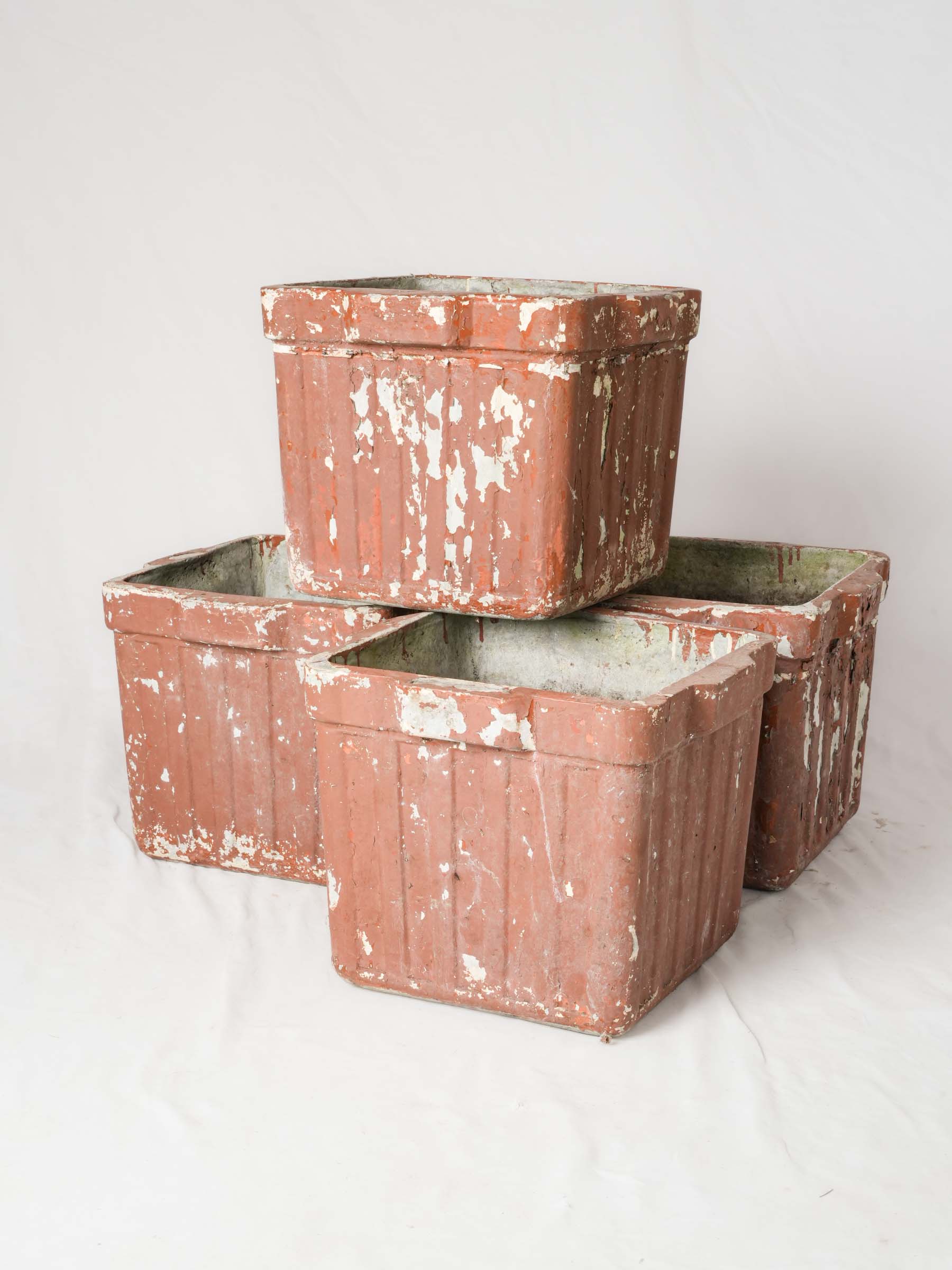 Set of Four Garden Planters w/ Weathered Finish, Attributed to Willy Guhl - 14¼" x 17"
