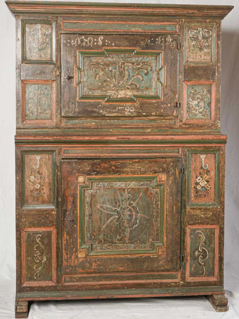 Rustic hand-painted two-tier cupboard