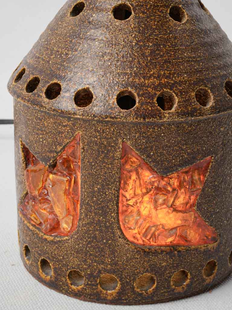 Rustic handcrafted pottery lamp