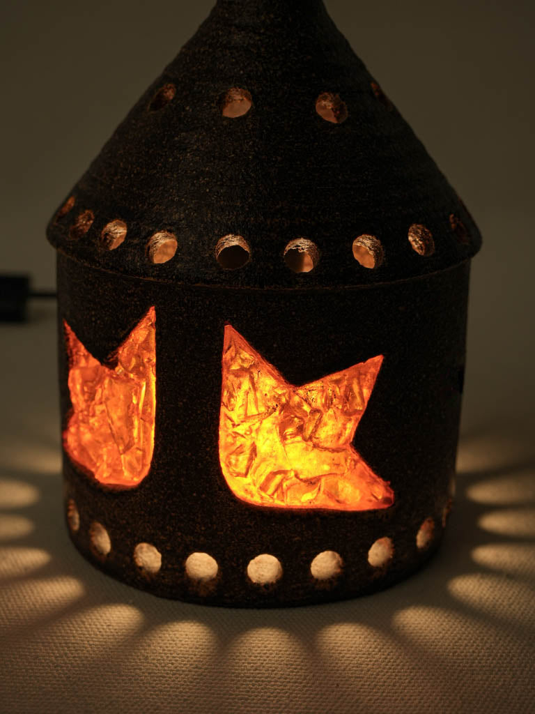 Artistic speckled brown light fixture