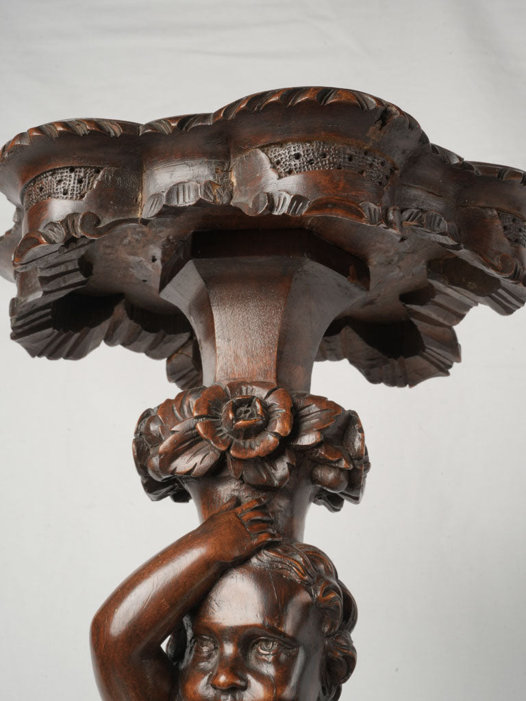 Theatrical lifelike putti wood pedestals