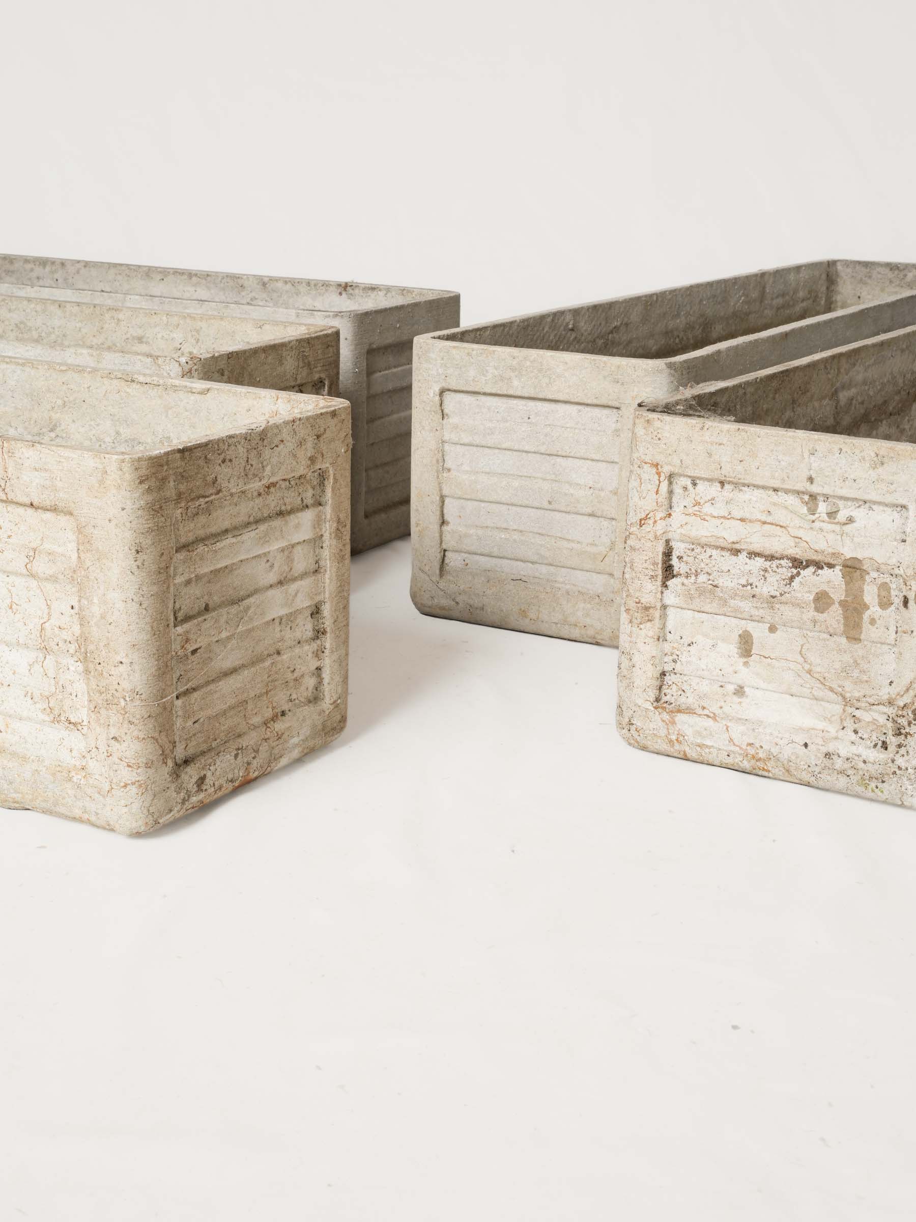 Set of Six Mid-Century Rectangular Planters, Willy Guhl for Eternit, c. 1950s - 35½"