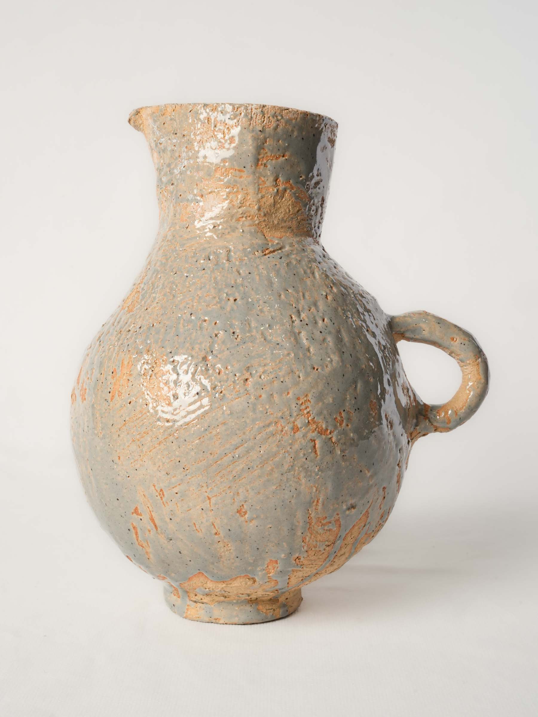 Contemporary French Artisan Ceramic Pitcher - 10¾"