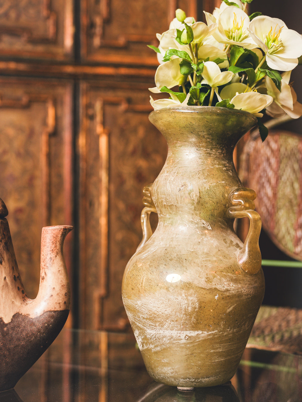 Antique amphora scavo glass vase