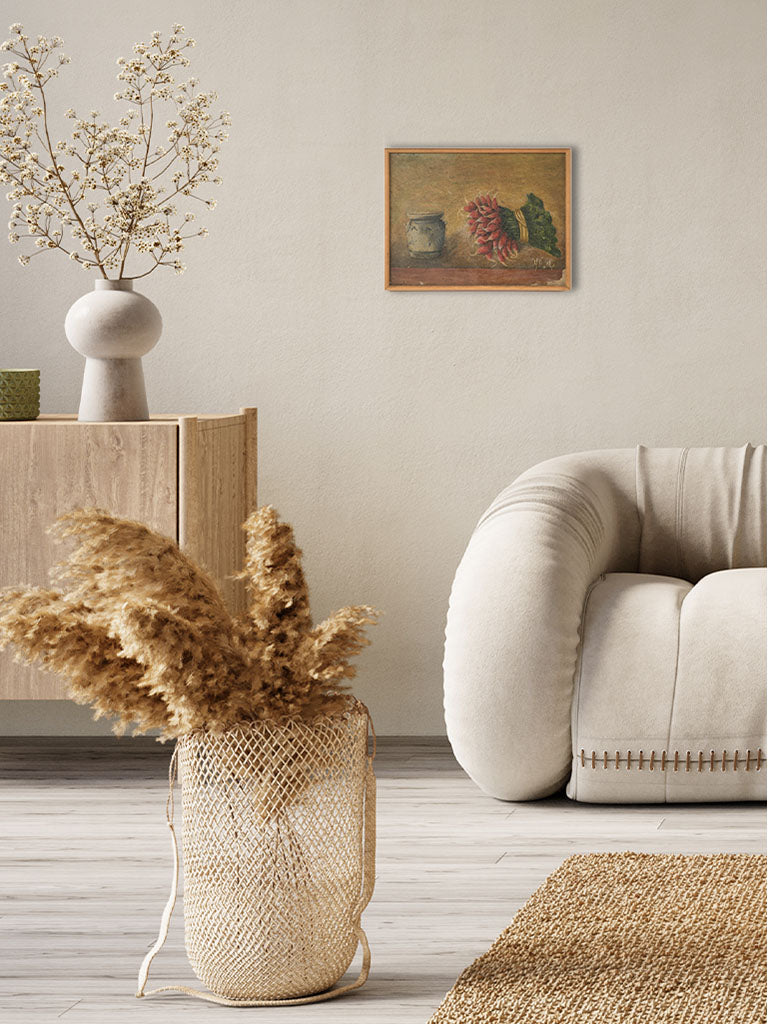 Charming Provencal framed oil-on-canvas artwork