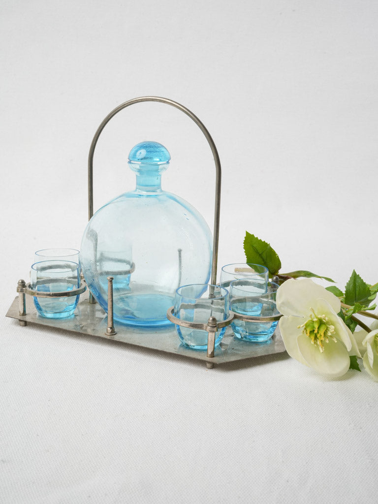 Vintage blue liqueur set
