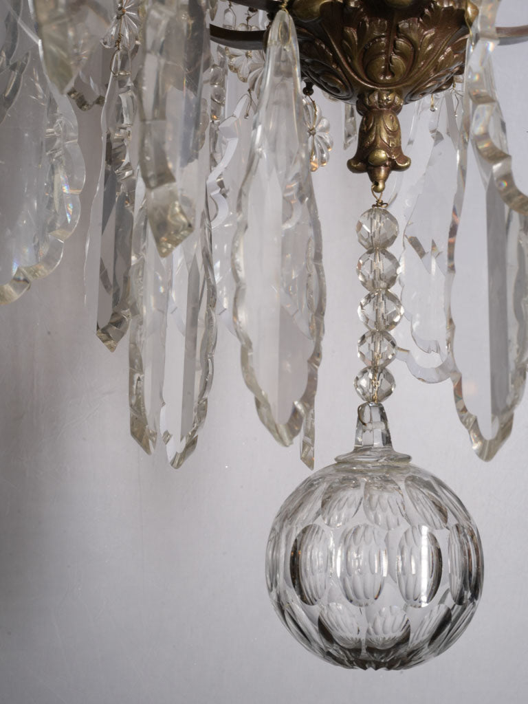 Impressive French Gilt-Bronze Cage Chandelier w/ Crystal Drops - 52"