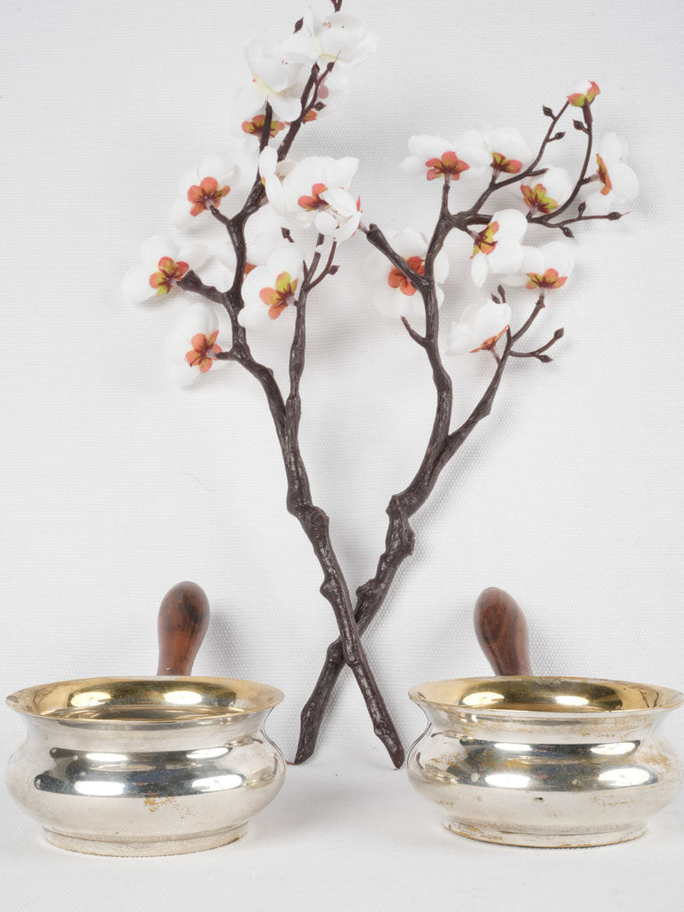 Vintage silverware with wooden handle detail