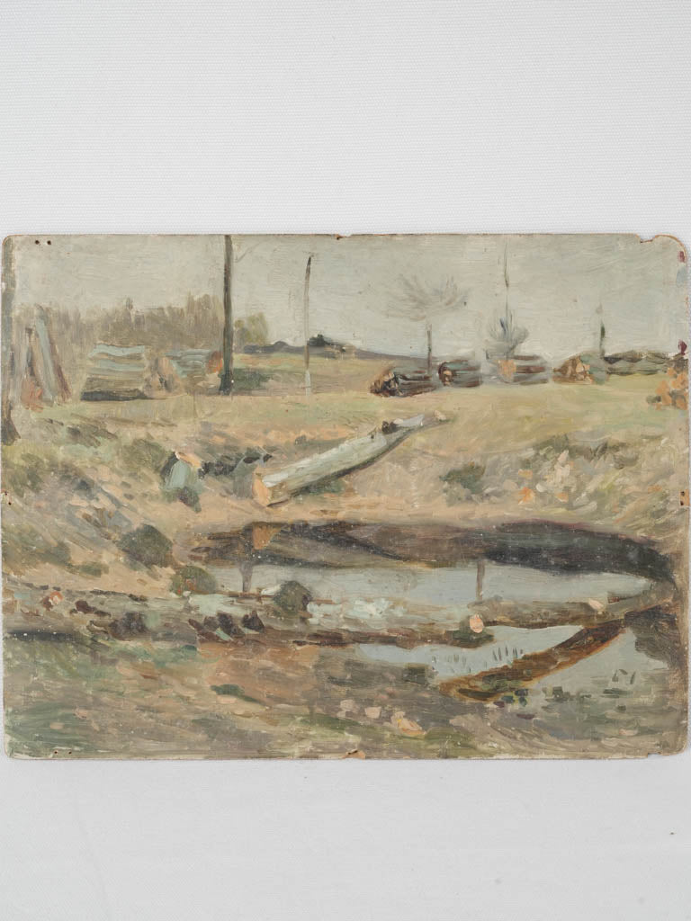 Vintage French rustic landscape painting