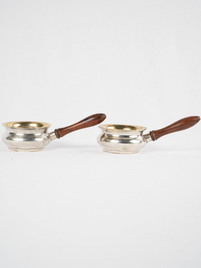 Rustic turned wood-handled miniature pots