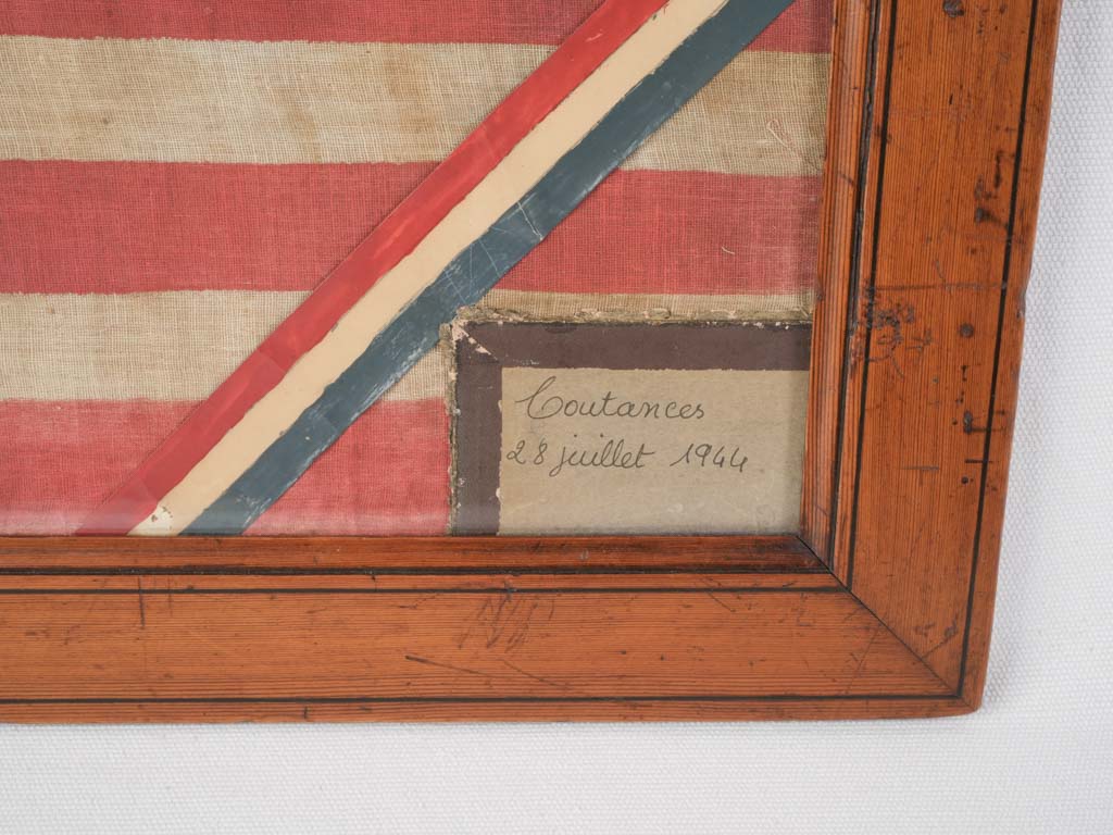Remarkable Framed American Flag Marking the Liberation of Normandy in 1944 - 19¾" x 22¾"