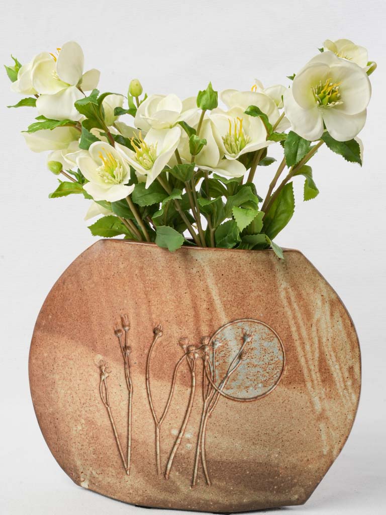 Antique French botanical imprint vase