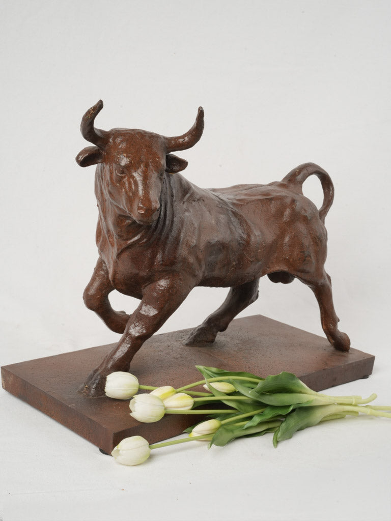 Stylized European bull sculpture