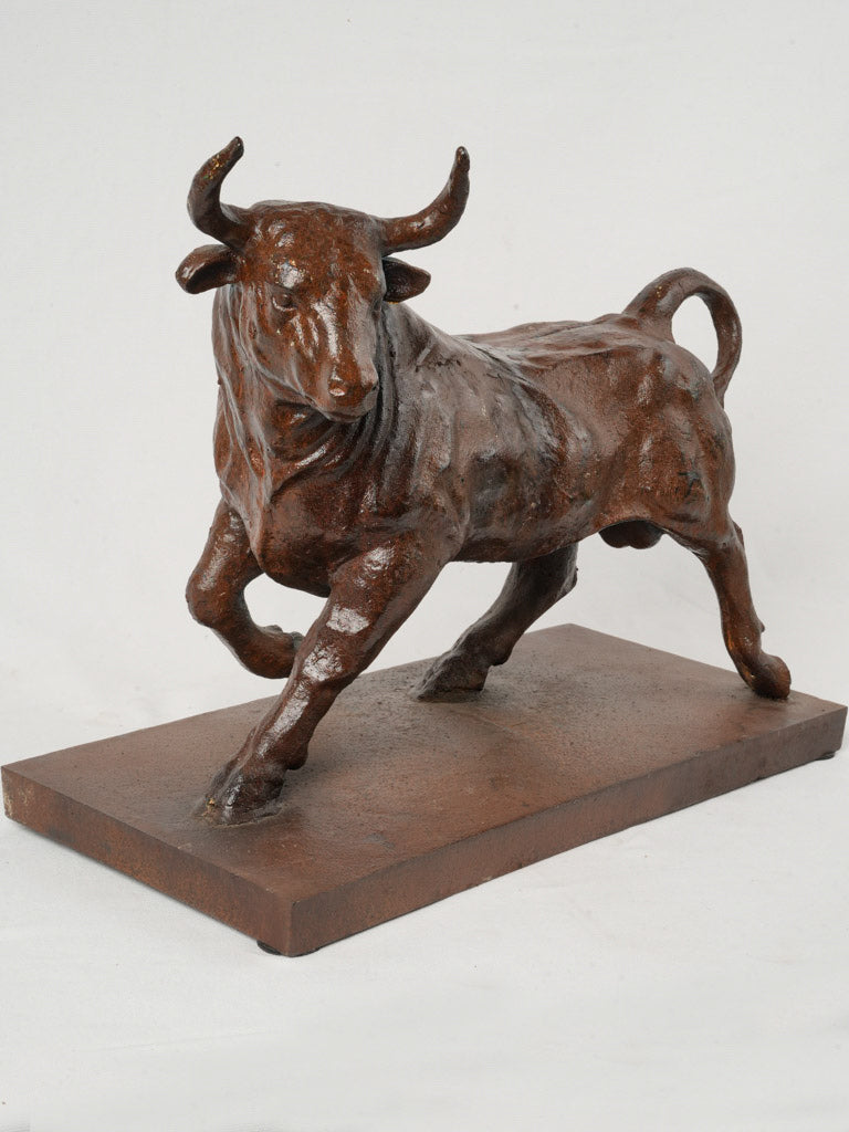 Imposing Cast-Iron Bull Sculpture w/ Warm Brown Patina - 22½"