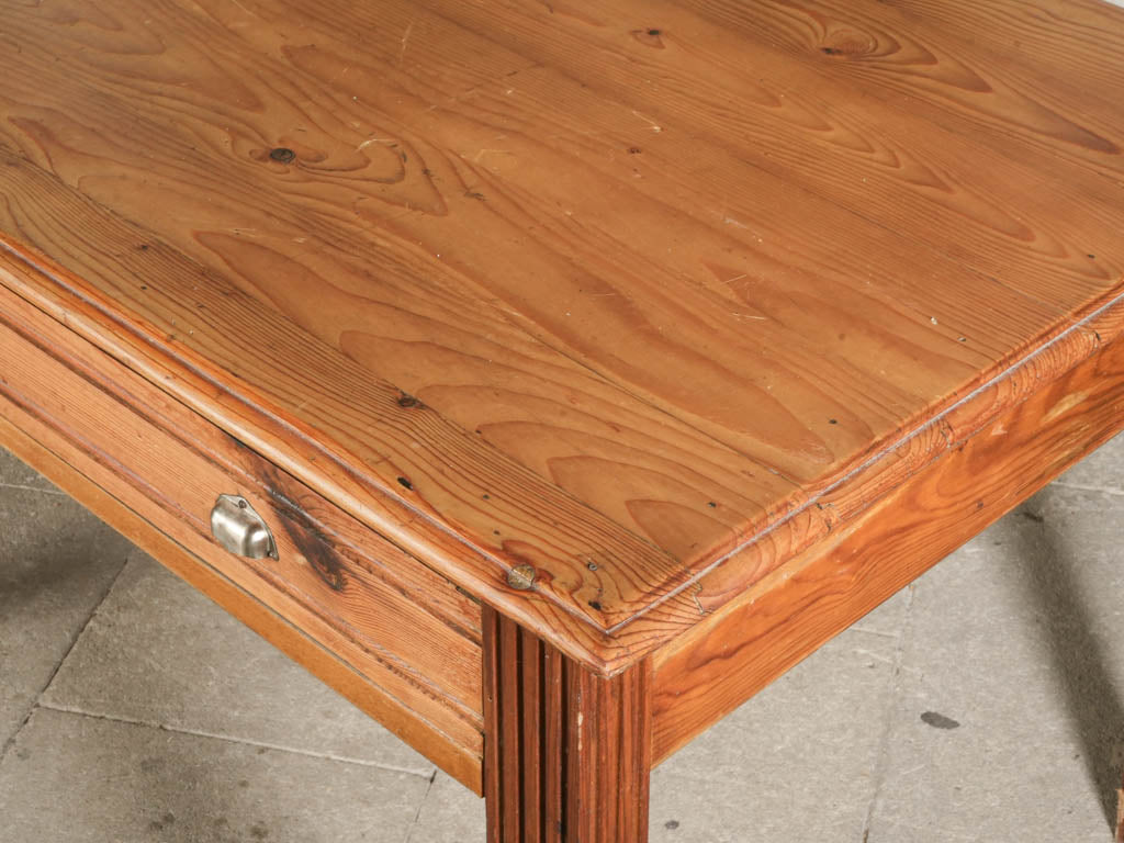 Large French Pitch Pine Shop Table c. 1900 - 95"