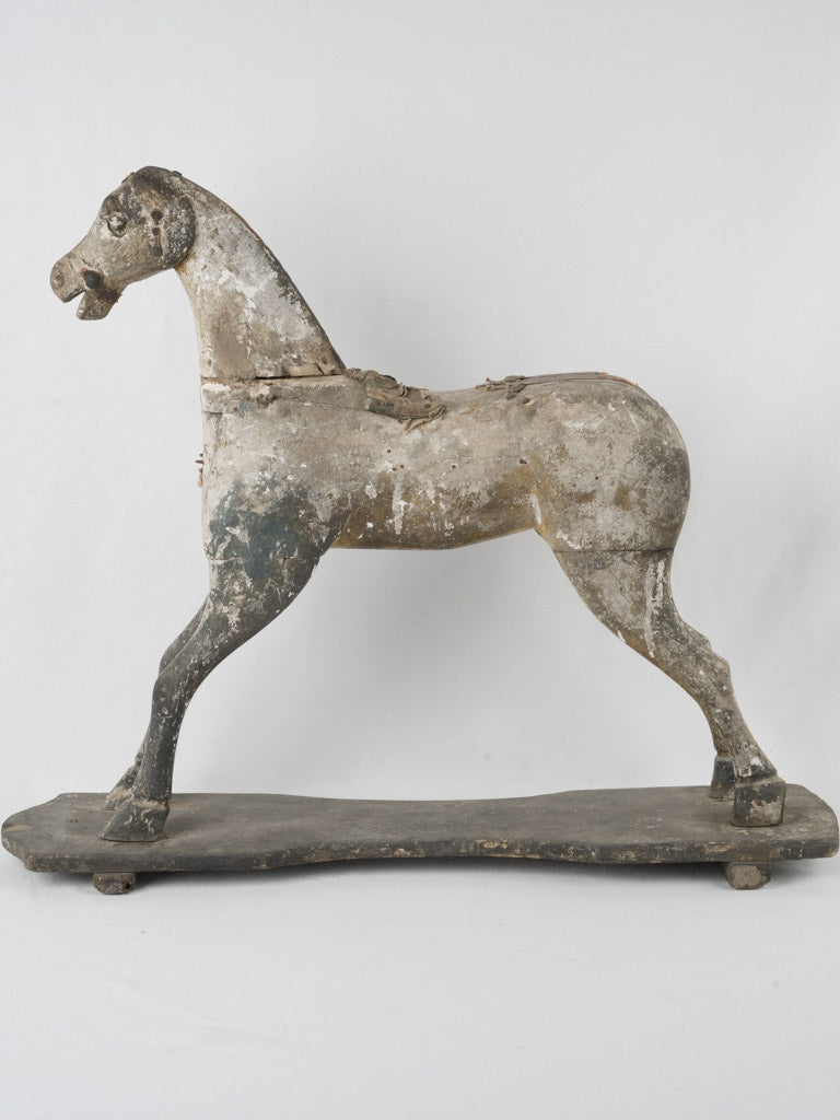 Aged, nostalgic, French hand-painted horse