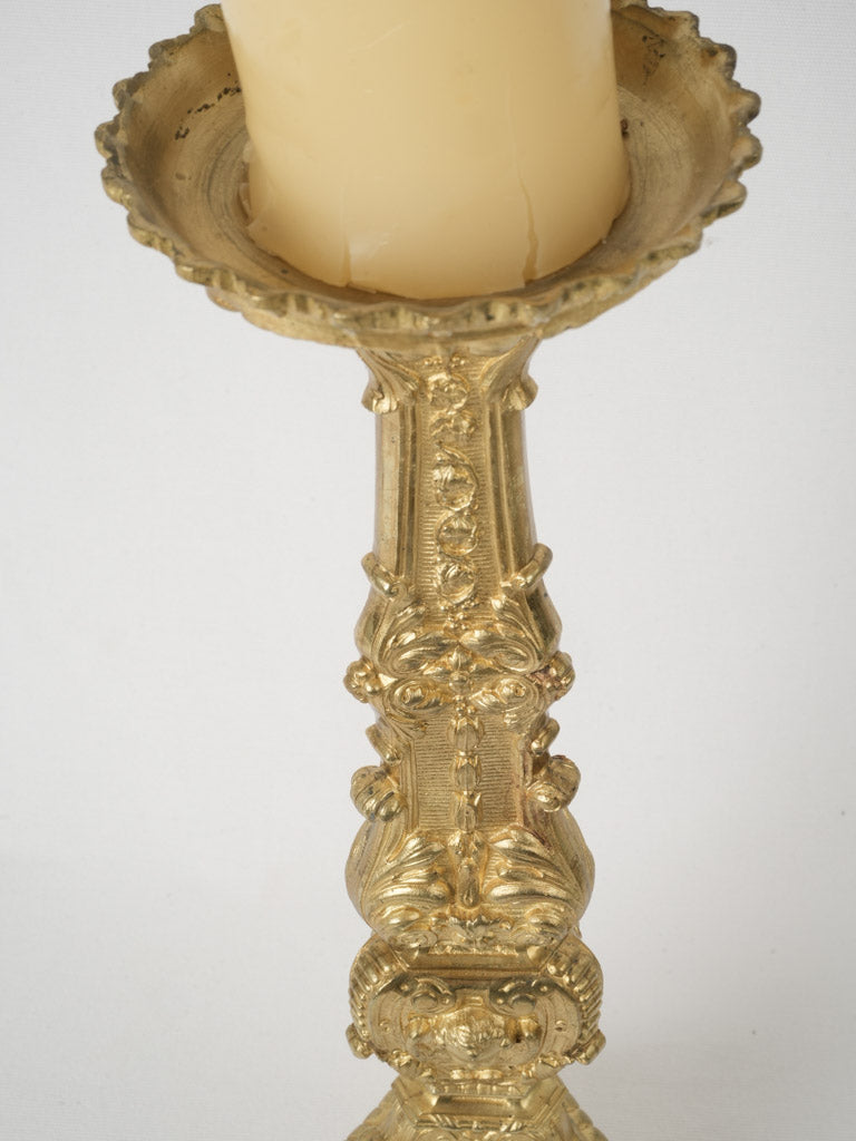 Patina-rich gilt bronze candlestick