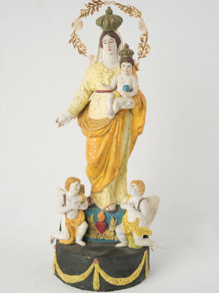 Vibrant terracotta religious sculpture