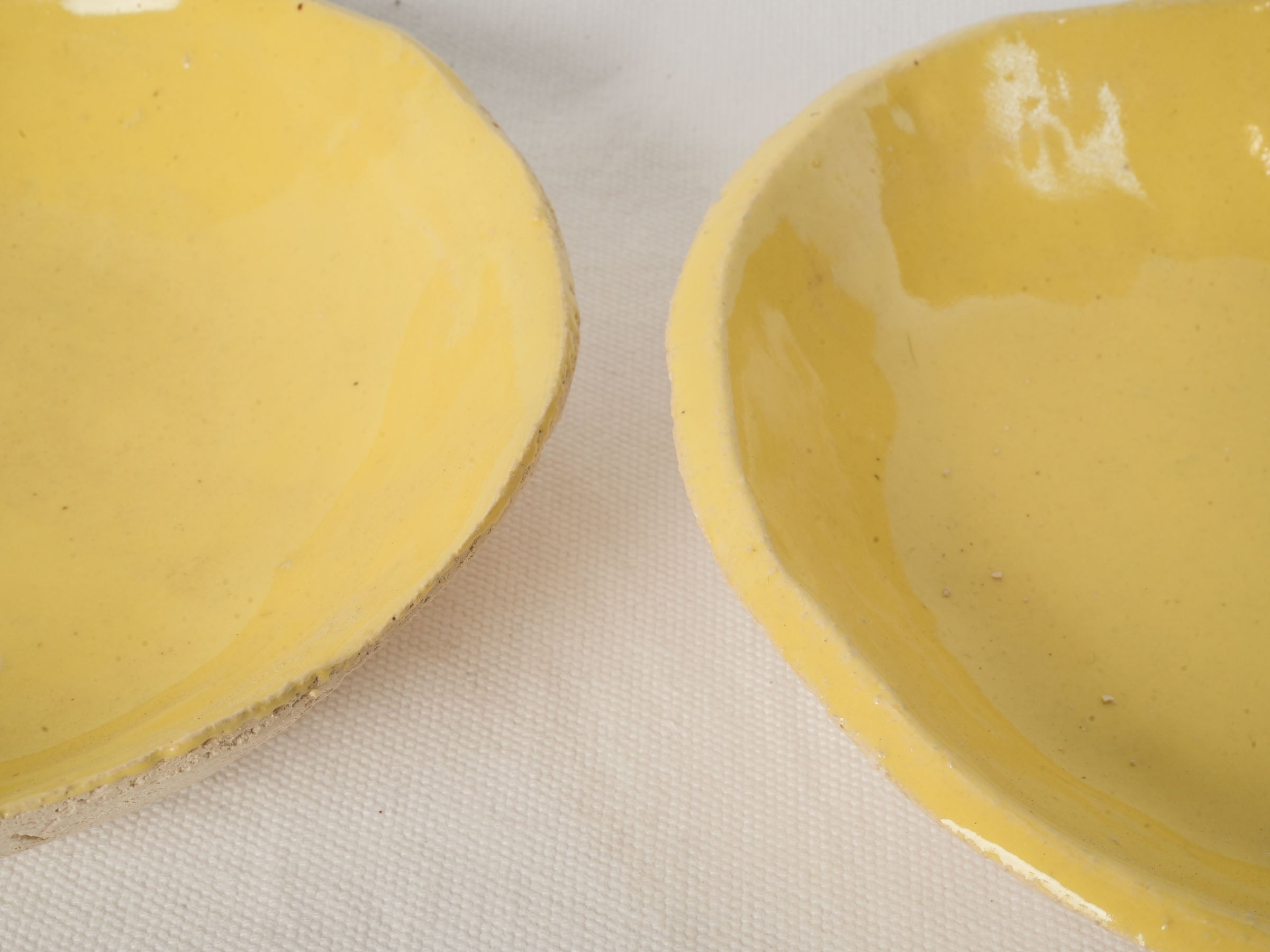 Pair of Cheerful Lemon Yellow Artisan Ceramic Dishes - 8¼"