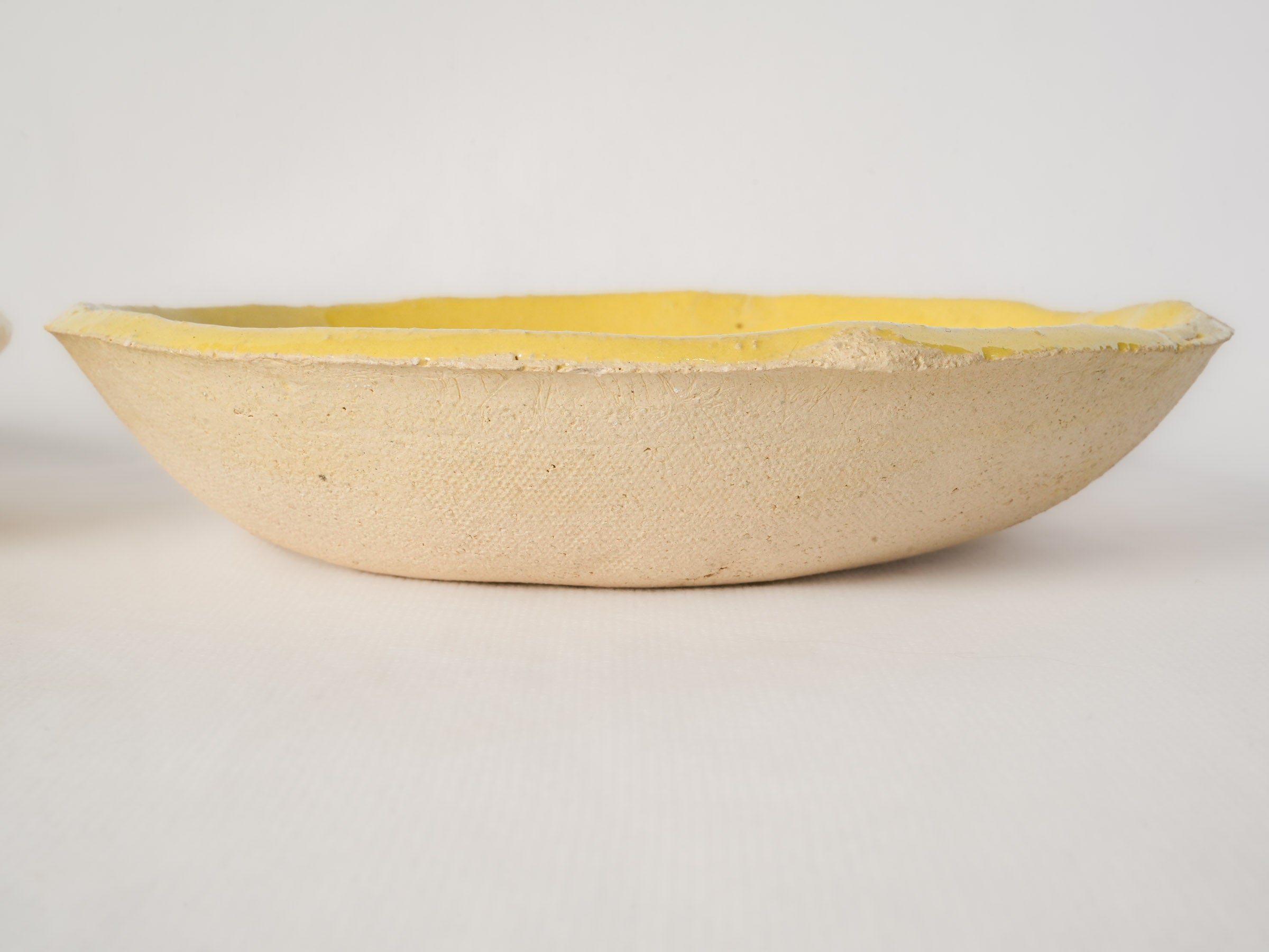 Pair of Cheerful Lemon Yellow Artisan Ceramic Dishes - 8¼"