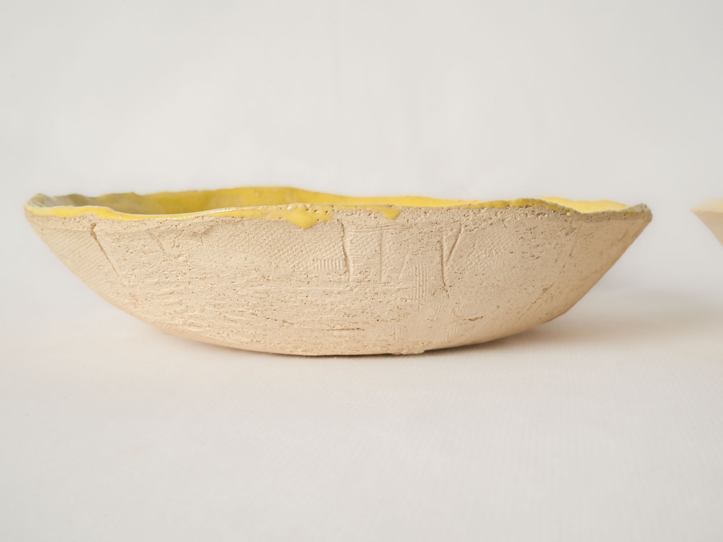 Pair of Cheerful Lemon Yellow Artisan Ceramic Dishes - 8¼"