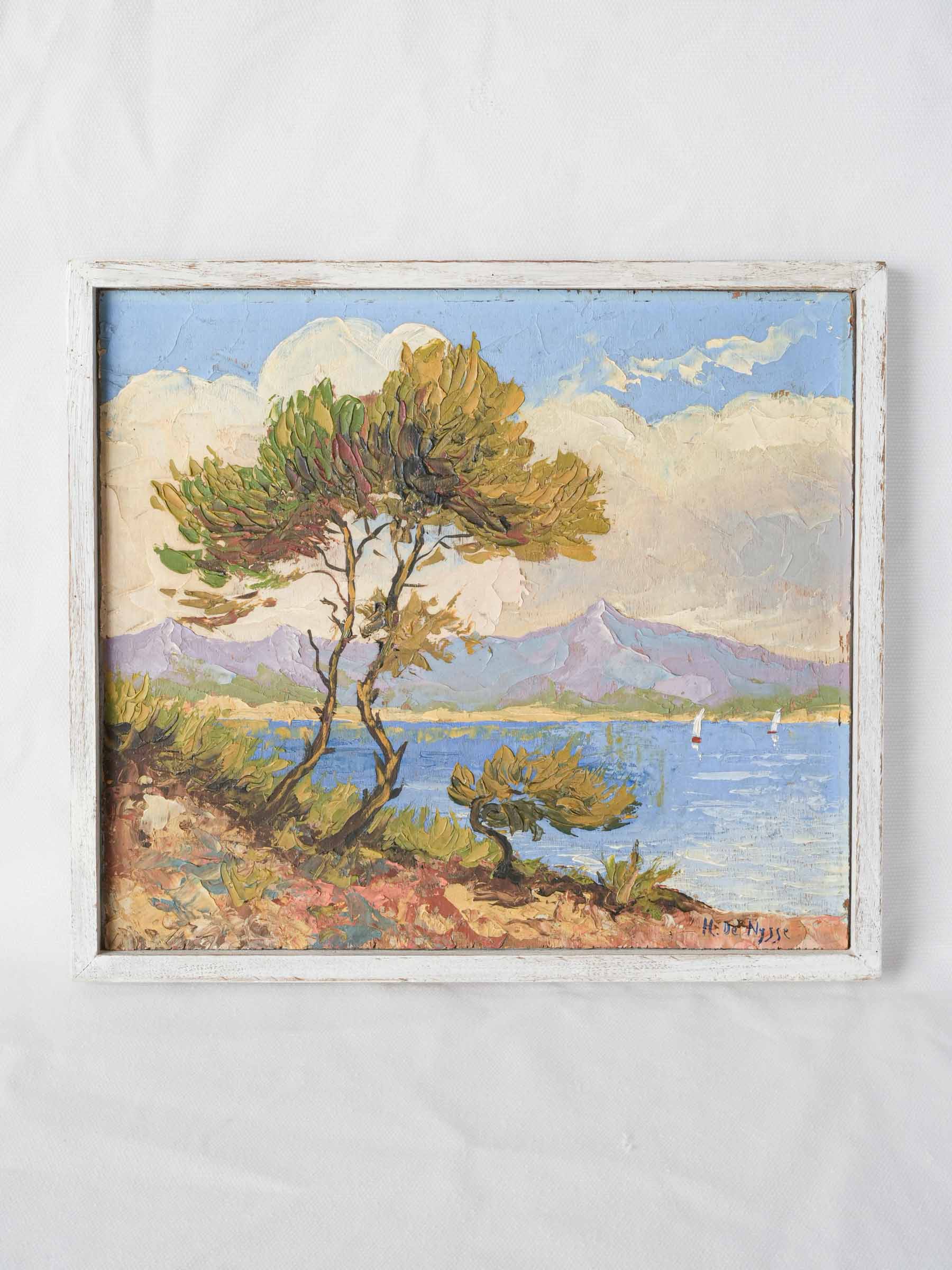 Small Mid-20th-Century French Oil on Panel - Juan-les-Pins - 11" x 12½"