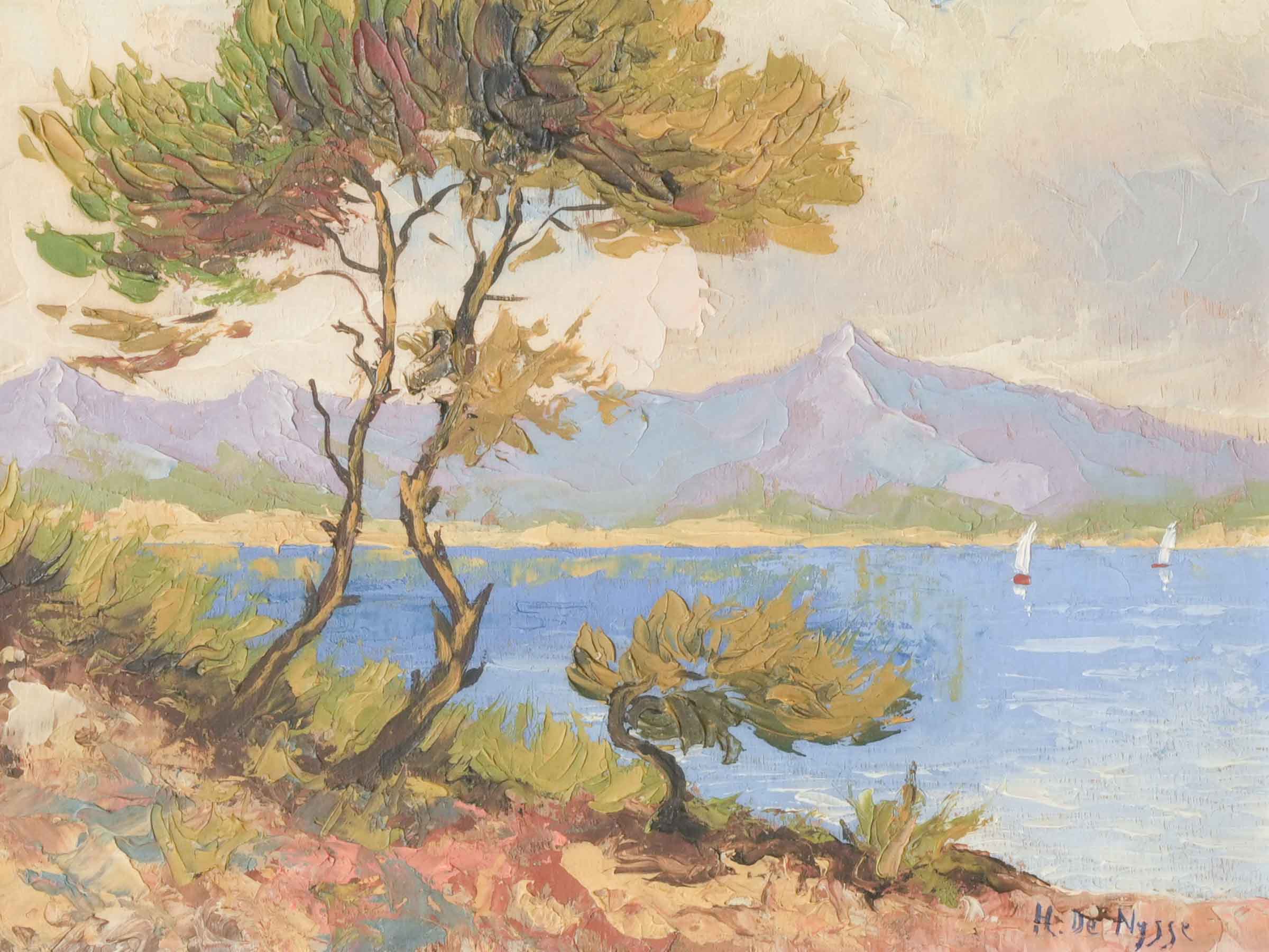 Small Mid-20th-Century French Oil on Panel - Juan-les-Pins - 11" x 12½"