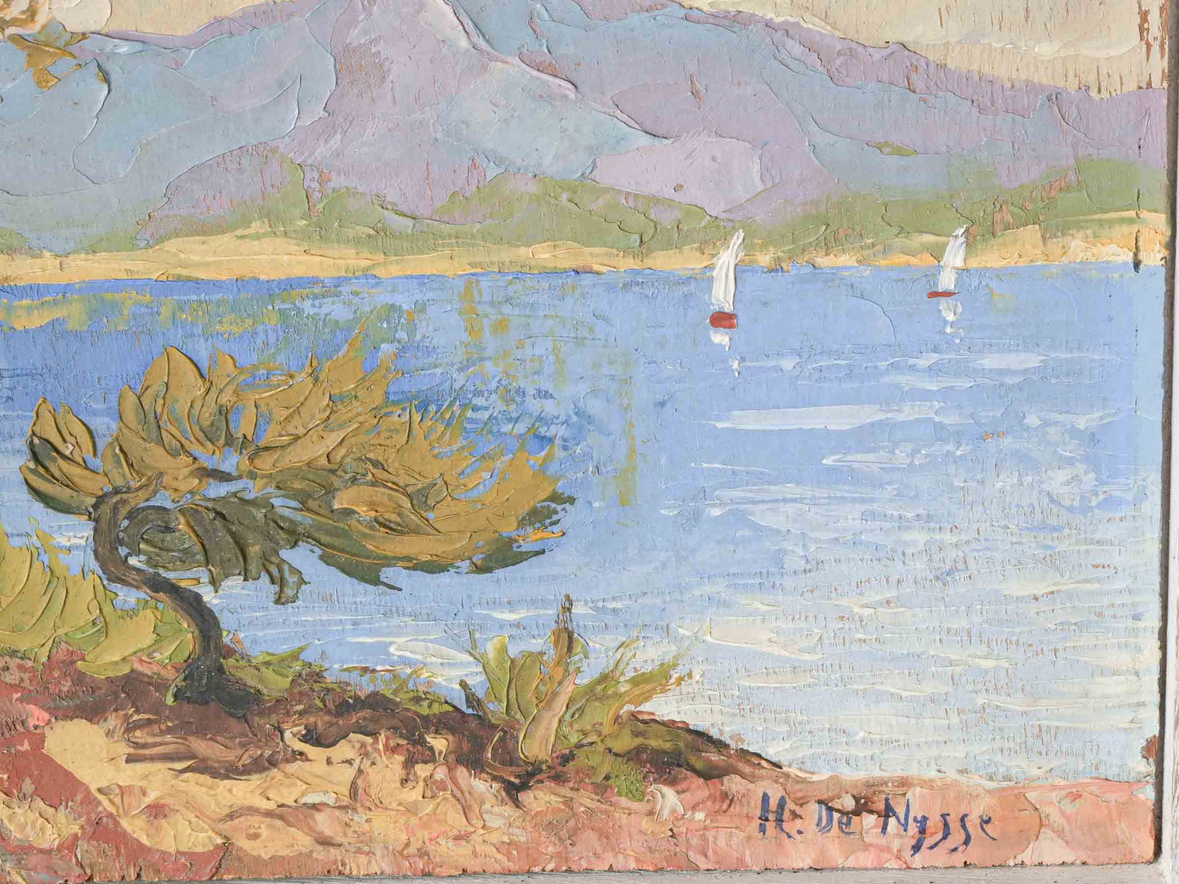 Small Mid-20th-Century French Oil on Panel - Juan-les-Pins - 11" x 12½"
