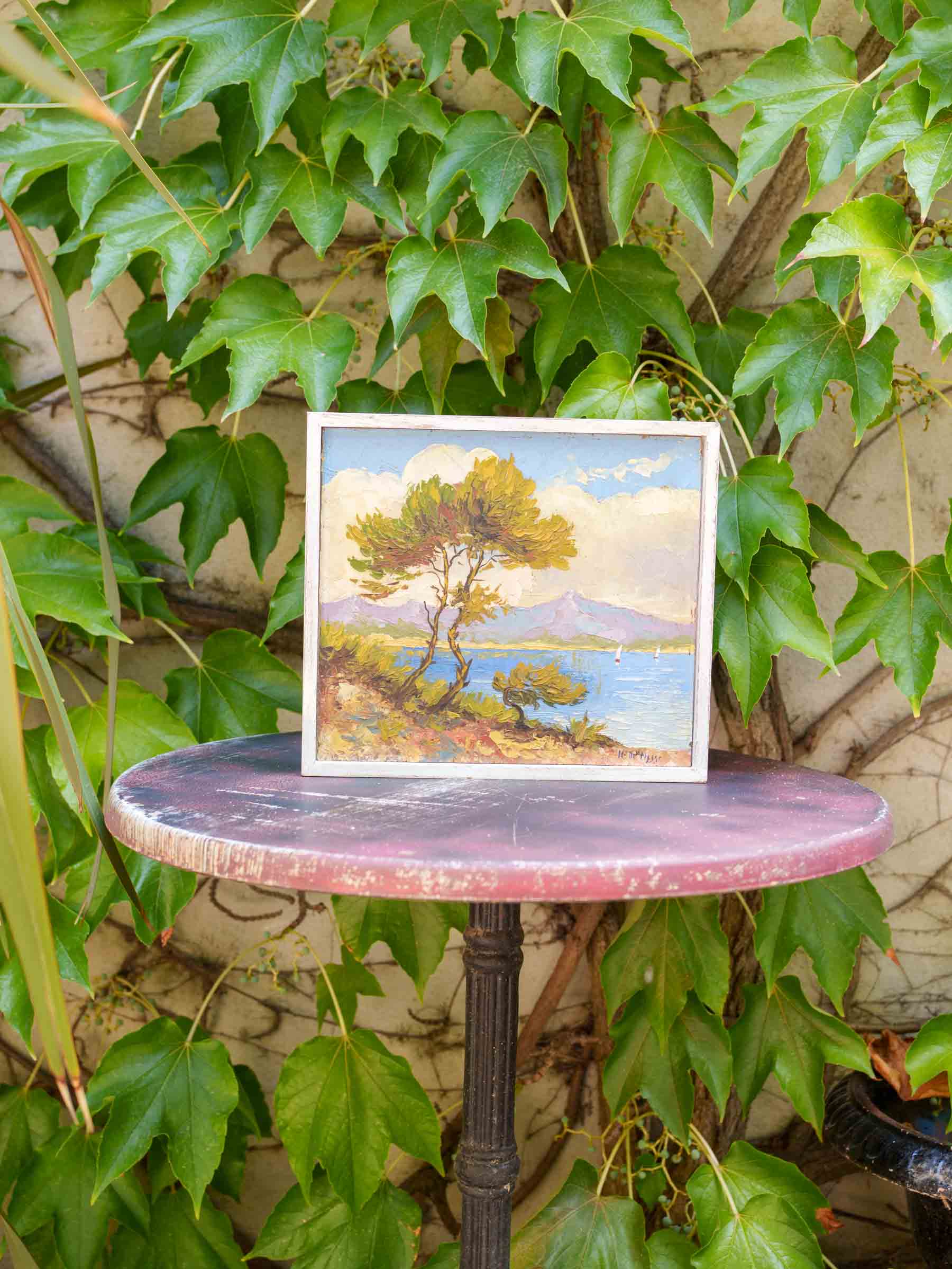 Small Mid-20th-Century French Oil on Panel - Juan-les-Pins - 11" x 12½"