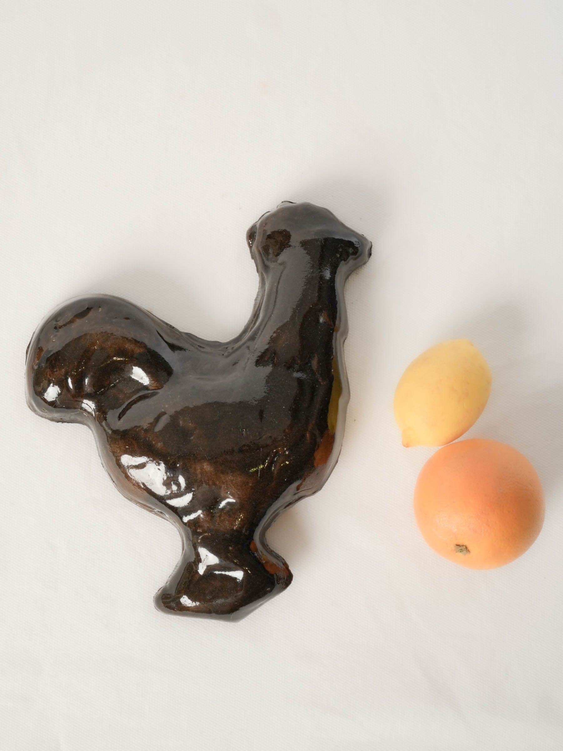 Dark- Glazed Ceramic Rooster by a Provençal Artisan - 8¾"