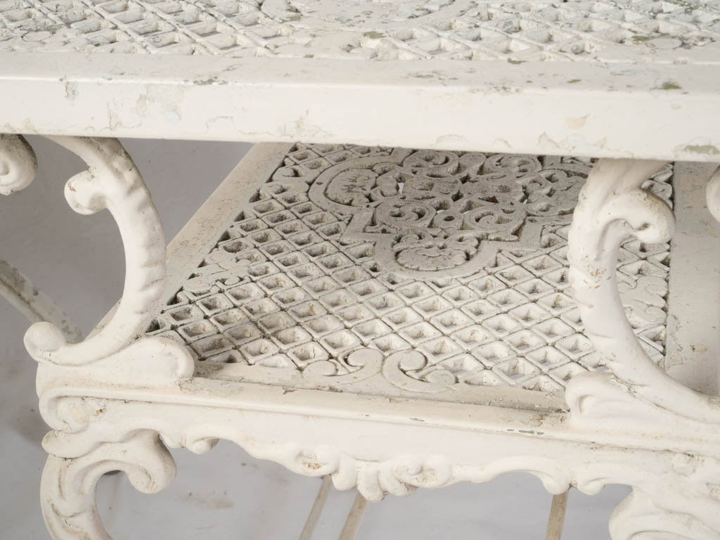 Historic age-weathered garden tables