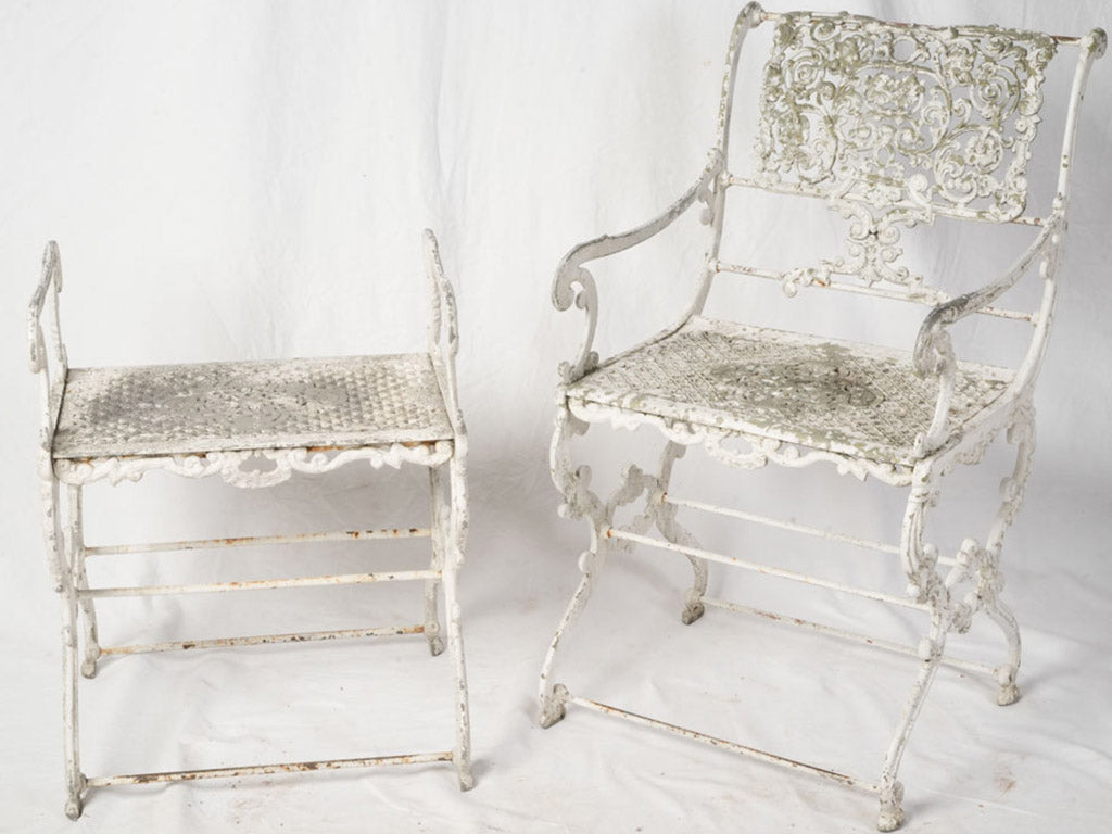 Poetic timeworn French garden stool