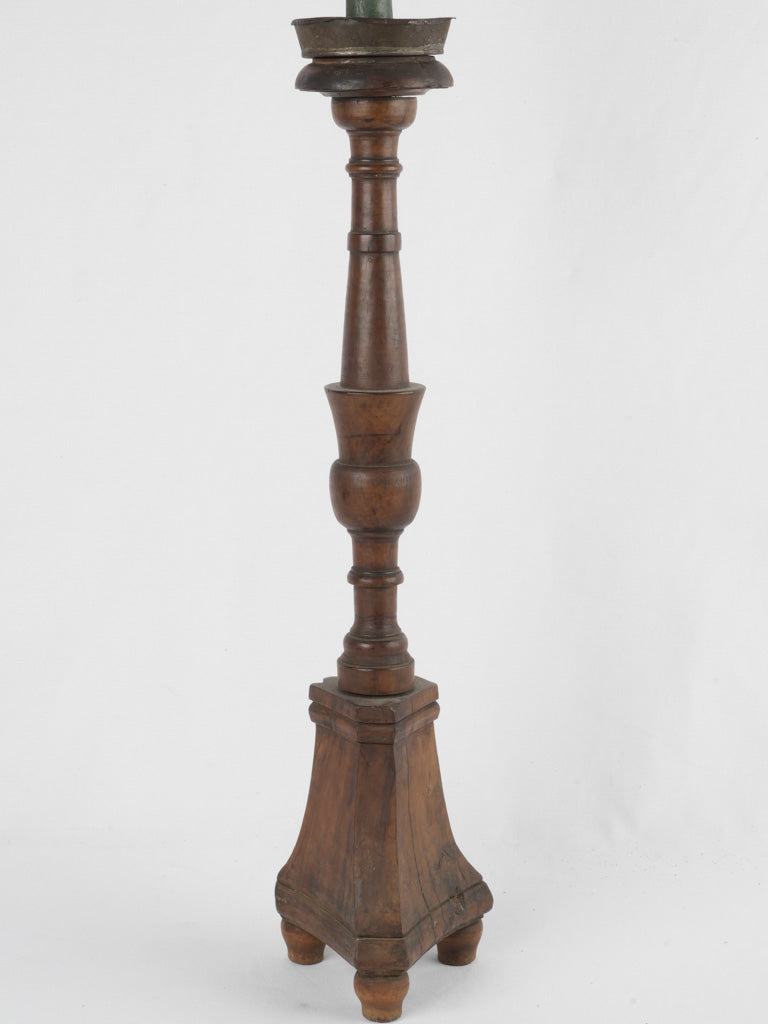 Handcrafted ecclesiastical walnut candlestick