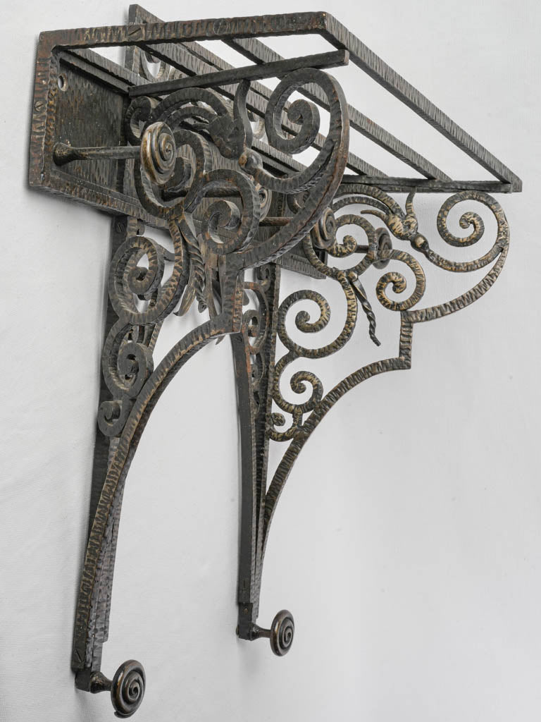 Hammered finish wrought iron rack