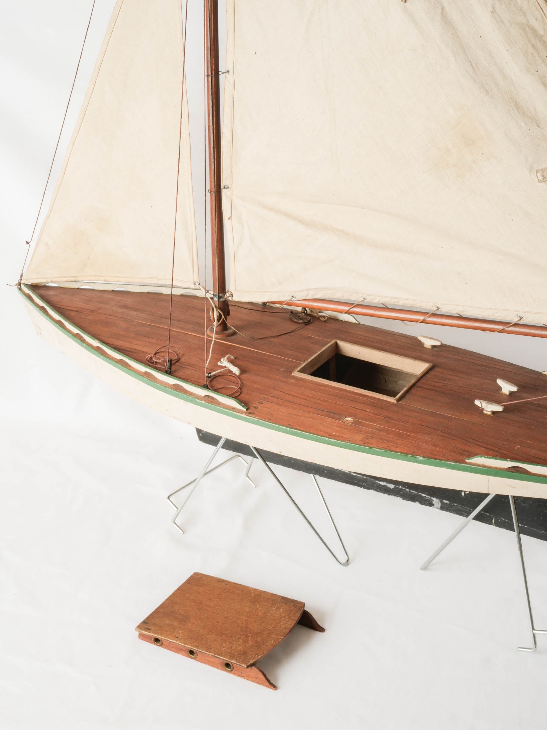 French Mid-20th-Century Hand-Built Wooden Pond Yacht - 42¼" x 41¾"
