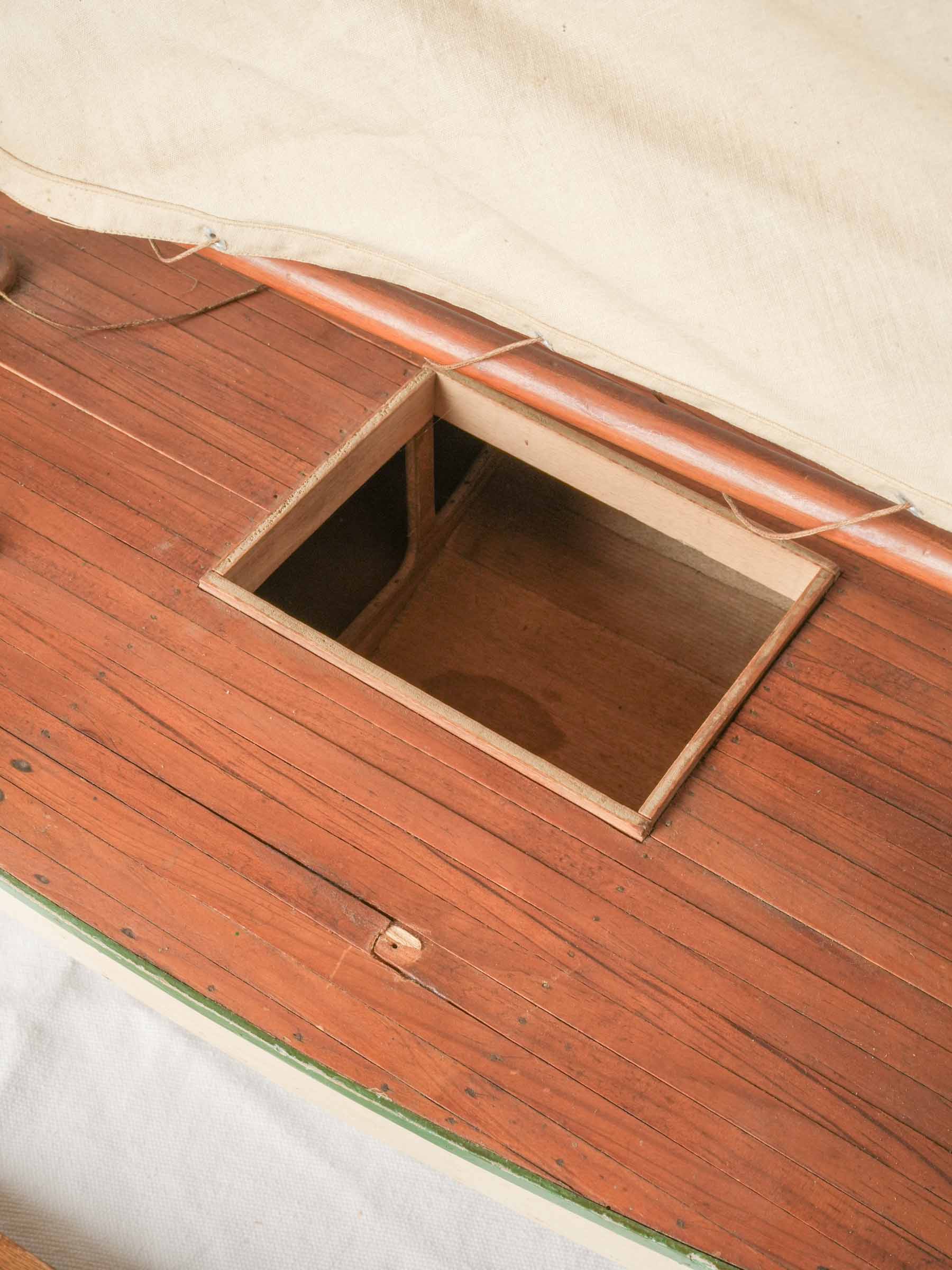 French Mid-20th-Century Hand-Built Wooden Pond Yacht - 42¼" x 41¾"