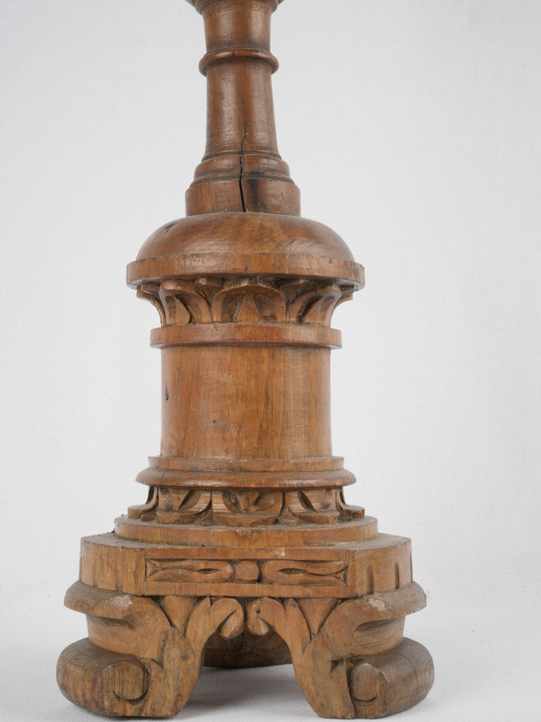 Baroque-style Italian walnut candlestick feature