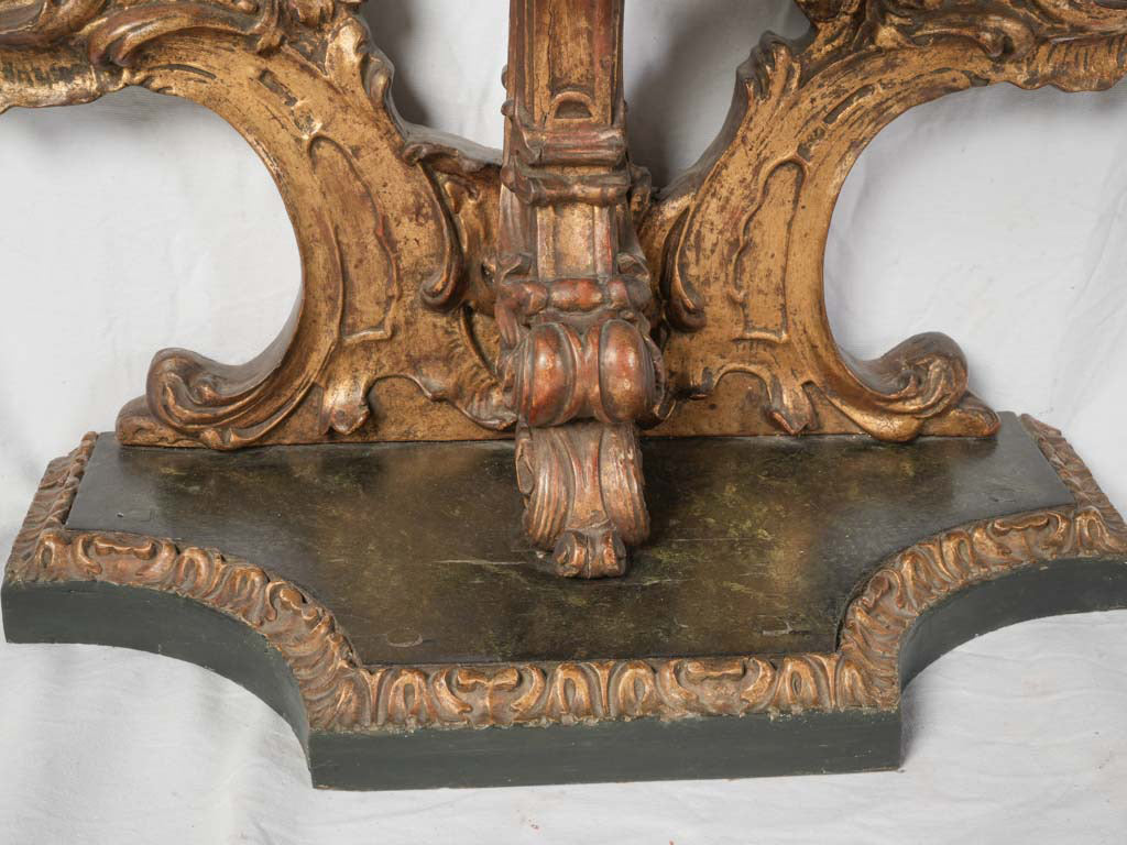 Pair of Early 19th Century Italian Statement Consoles w/ Faux Marble Painted Tops