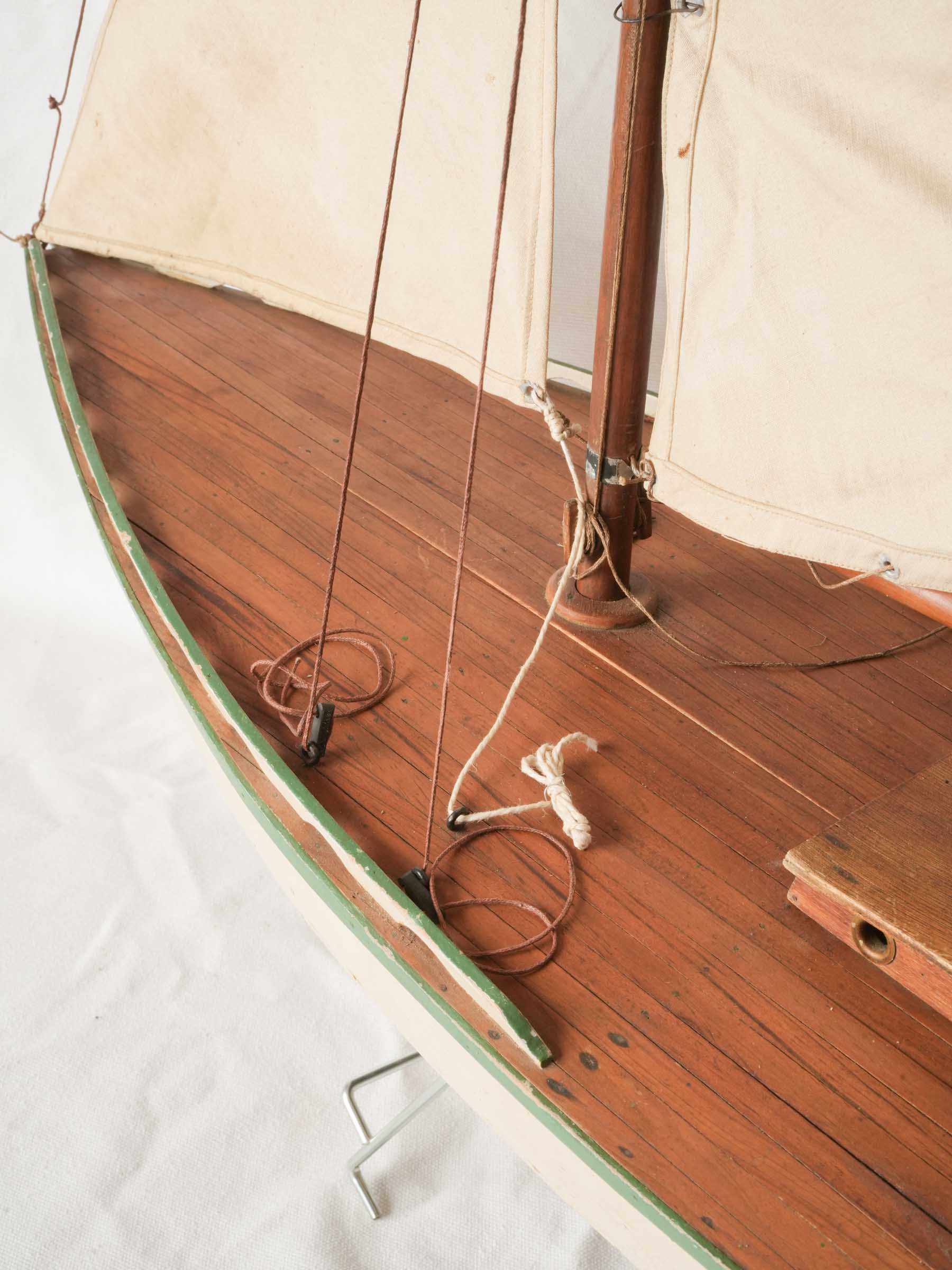 French Mid-20th-Century Hand-Built Wooden Pond Yacht - 42¼" x 41¾"