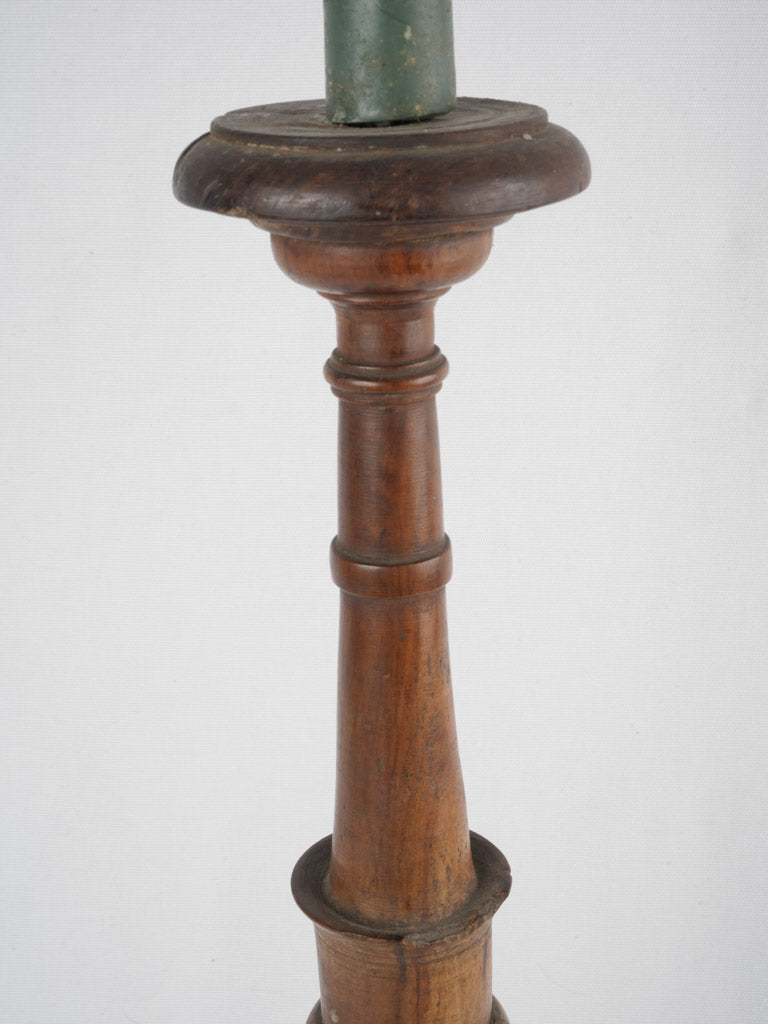 Traditional Italian walnut church candlestick