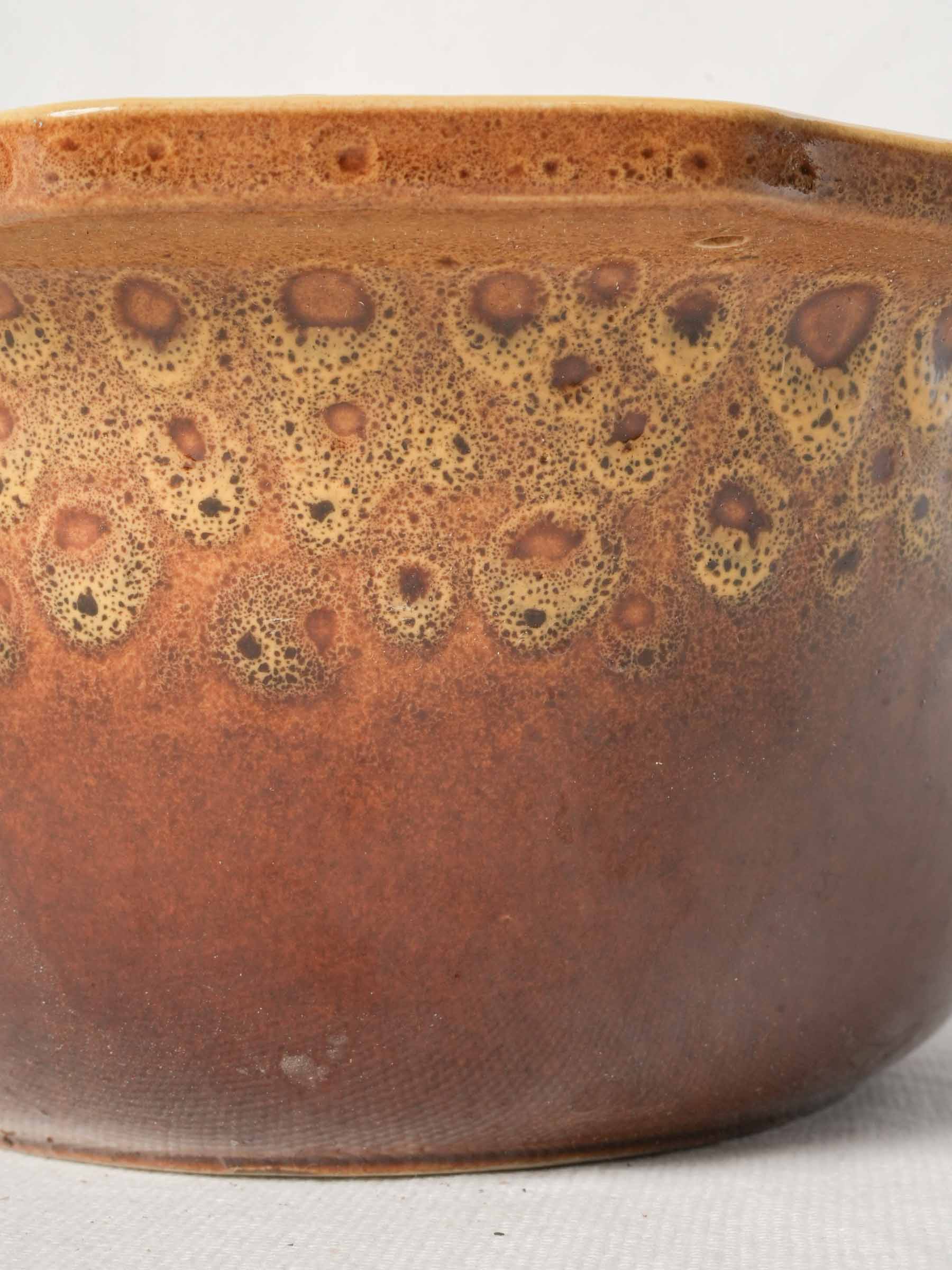 Vintage French Terrine Dish w/ Expressive Mottled Glaze - 14½"