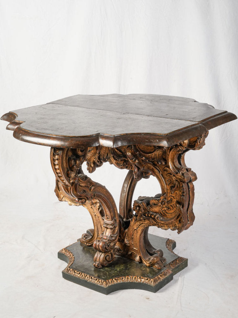 Pair of Early 19th Century Italian Statement Consoles w/ Faux Marble Painted Tops