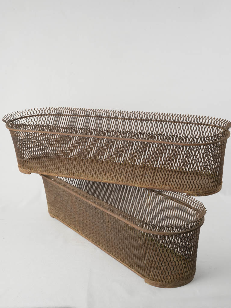 Vintage French wire mesh planters