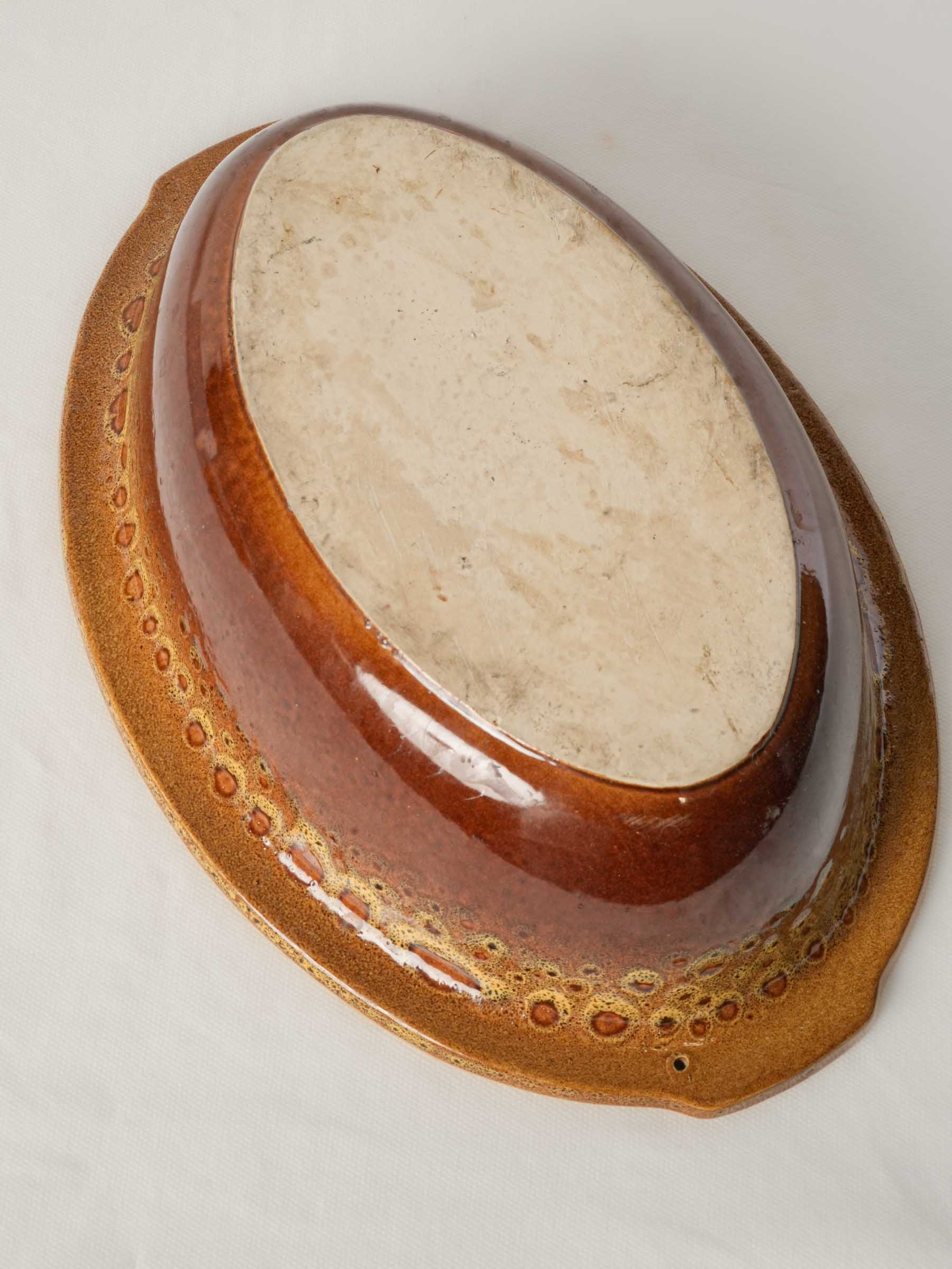 Vintage French Terrine Dish w/ Expressive Mottled Glaze - 14½"