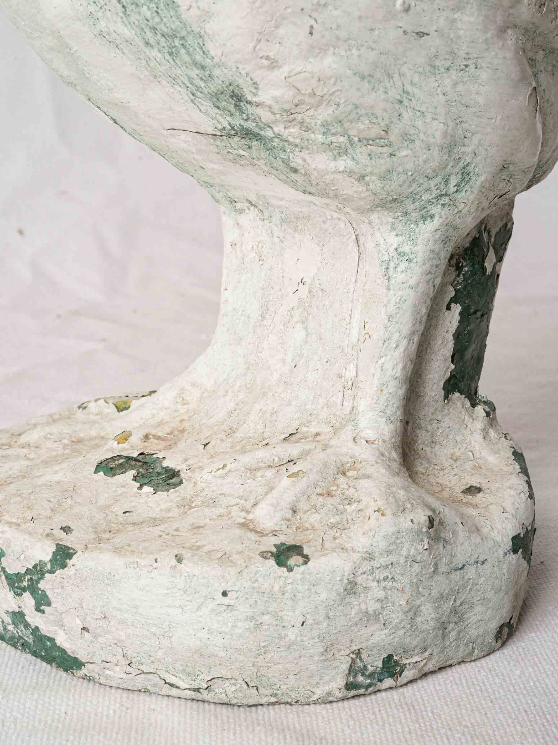 1950s French Painted-Concrete Garden Hen w/ Glass Eyes - 16½"