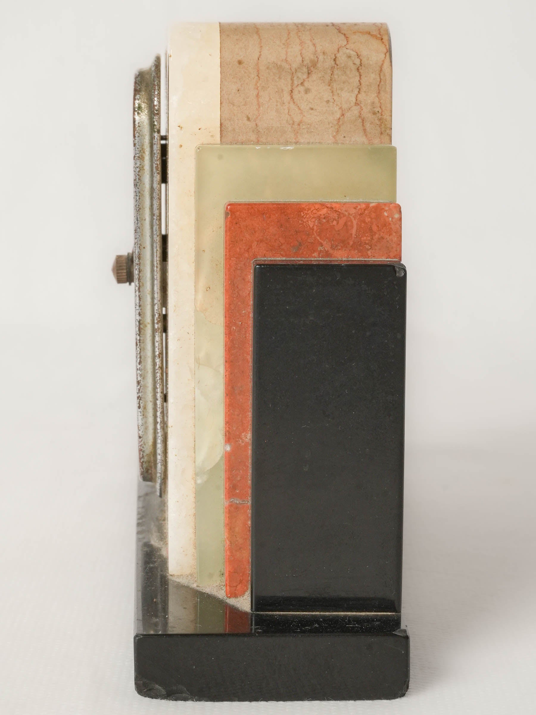 French Art Deco Bayard Mantel Clock in Alabaster and Onyx - 4¾" x 7½"