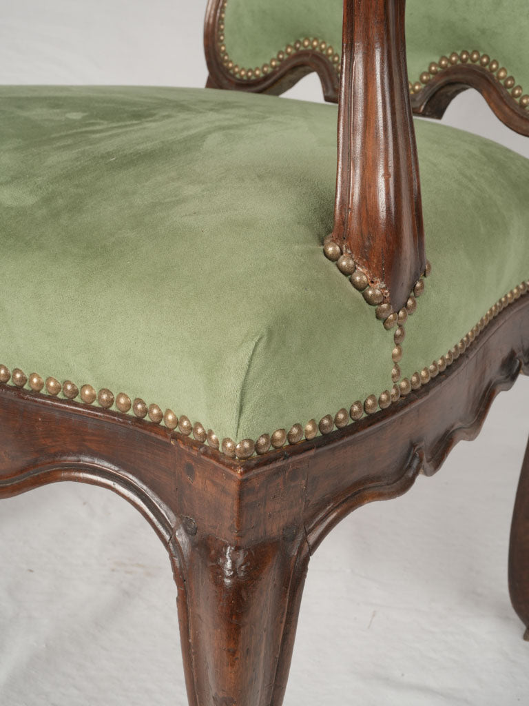 Exquisite shell-carved walnut armchair