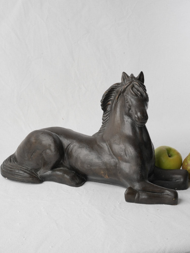Elegant black patinated horse statue