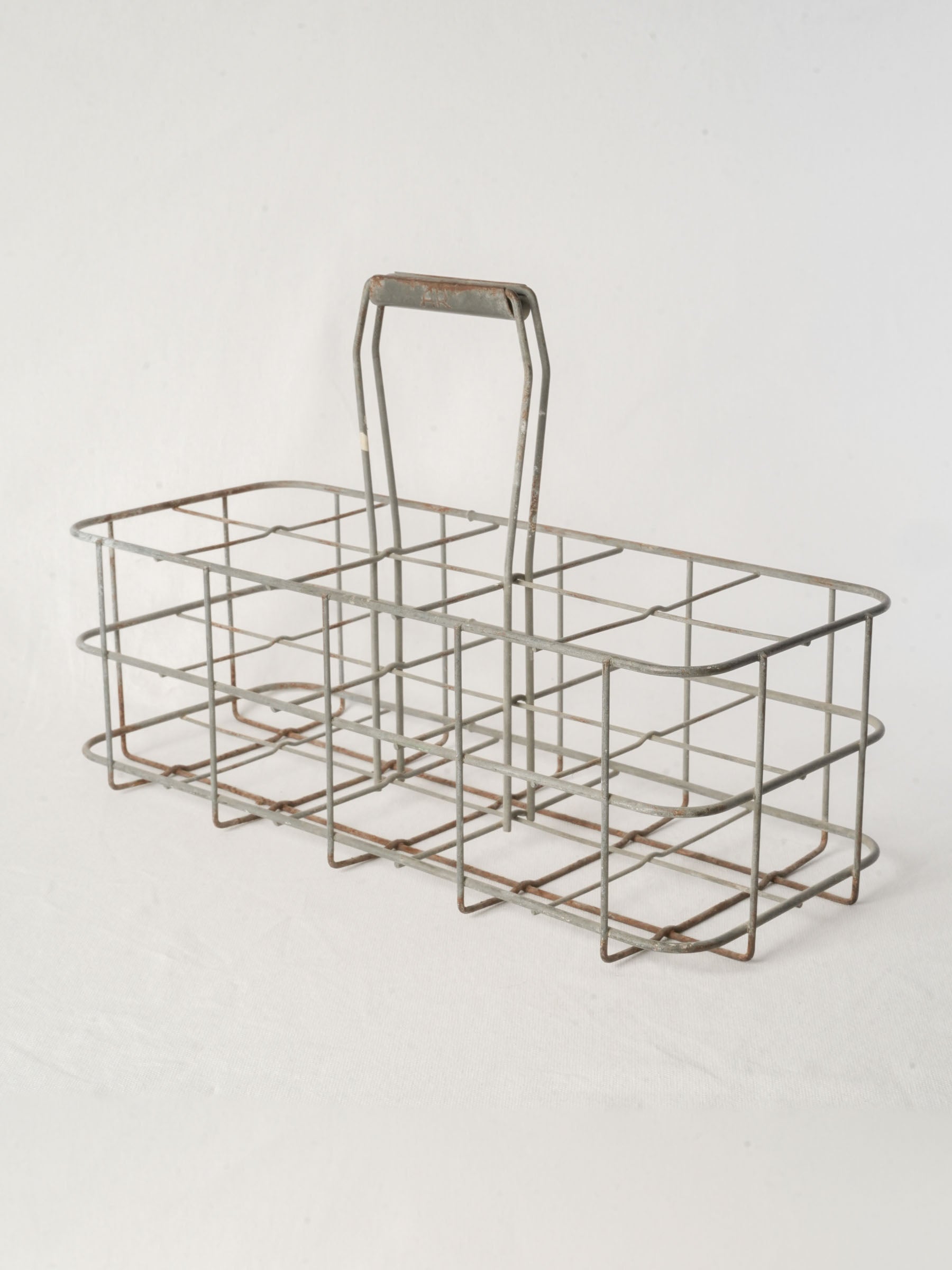 Vintage galvanized wire bottle carrier