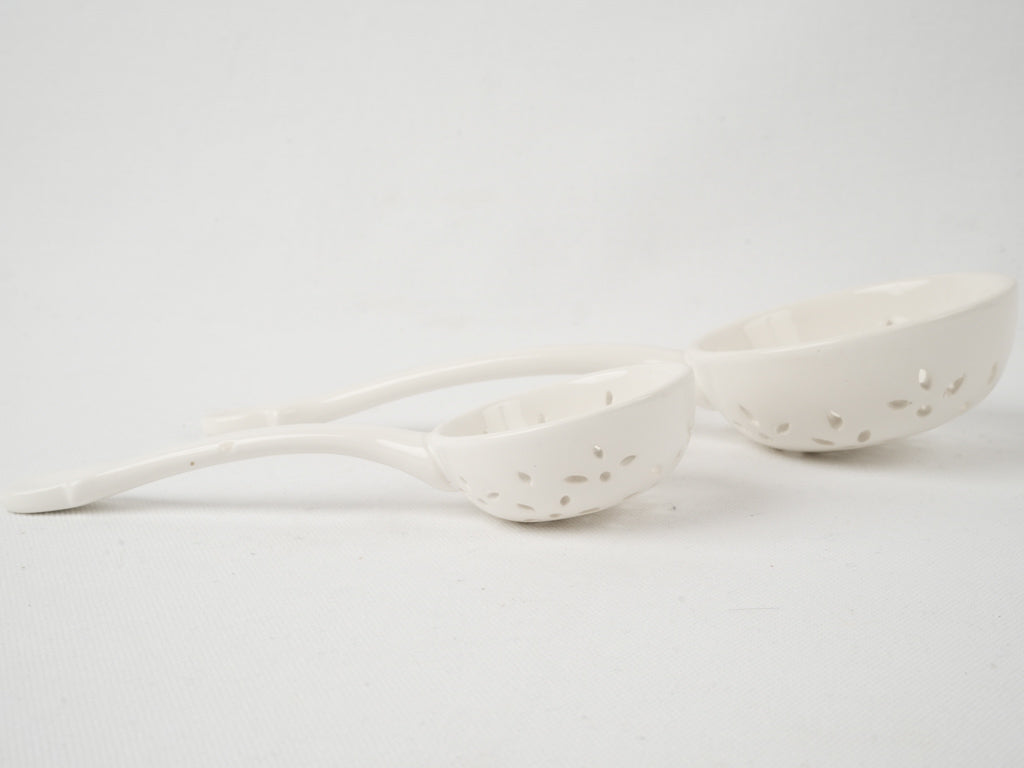 Antique farmhouse white slotted ladles